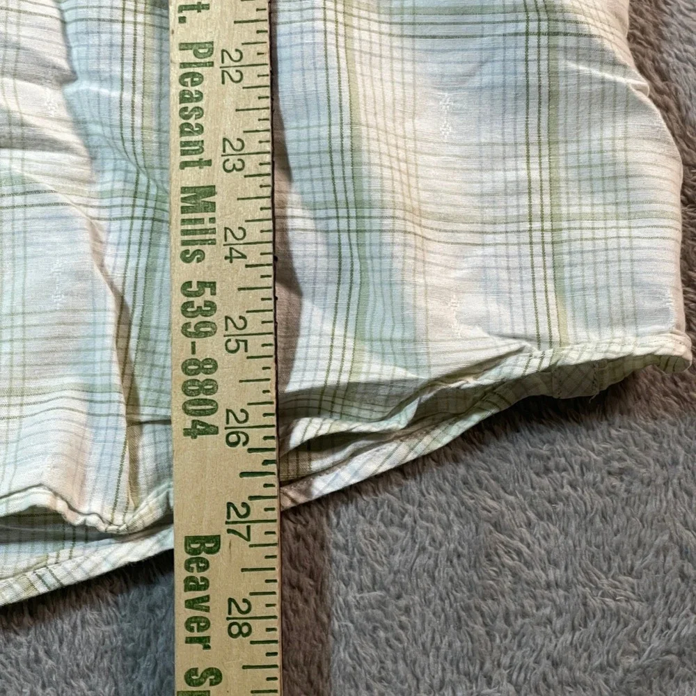Banana Republic Shirt Men's Large Cream Linen Cotton‎ Plaid Outdoorsy Button Up